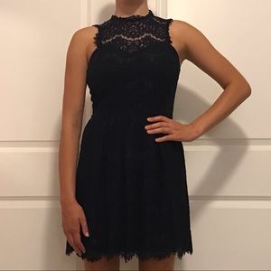 Navy Blue Lace Formal Dress